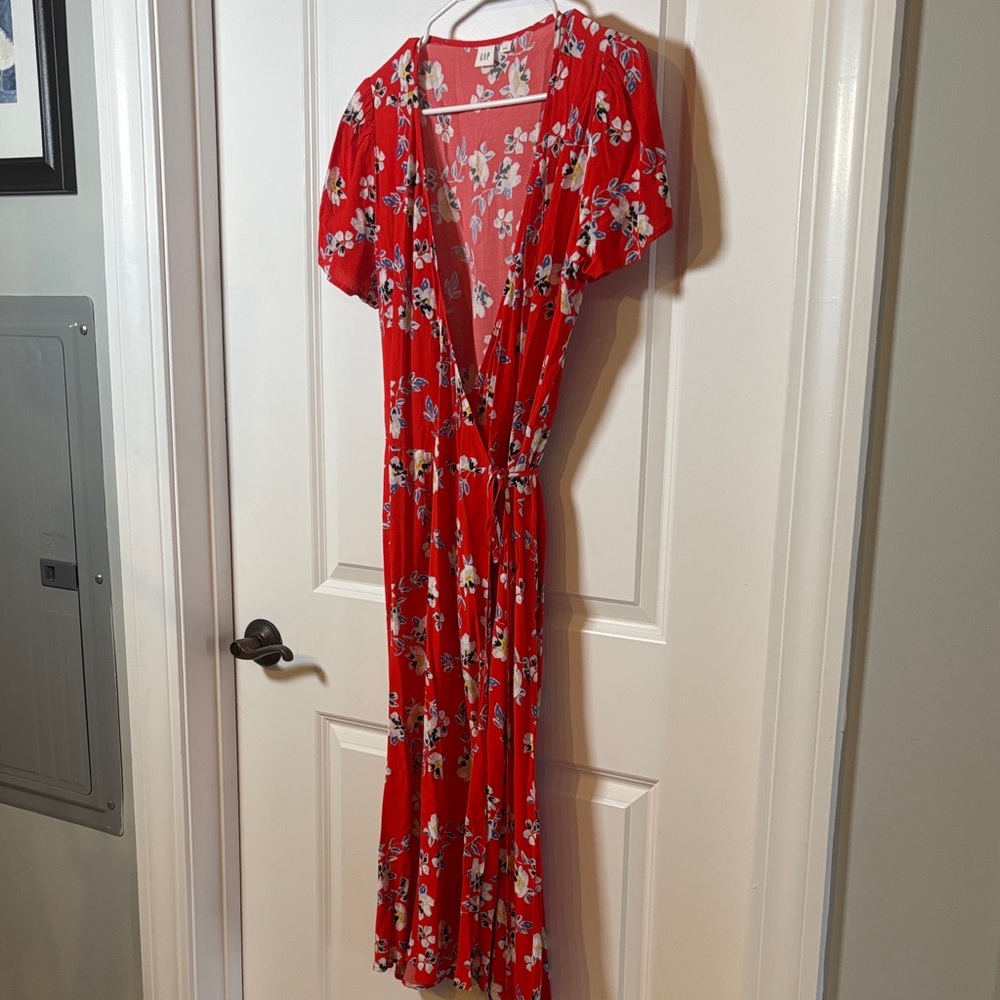 GAP Red Floral Midi Dress